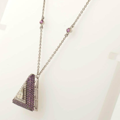 Pink Sapphire Triangle Diamond Necklace