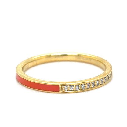 Enamel Natural Diamond Everyday Band Ring