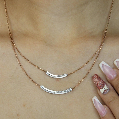 Double Arc Layered Diamond Necklace