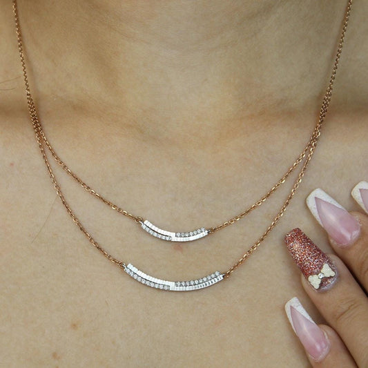 Double Arc Layered Diamond Necklace