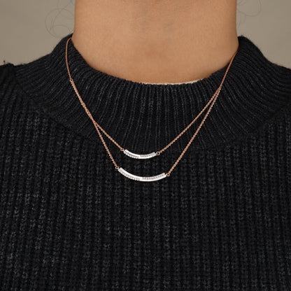 Double Arc Layered Diamond Necklace