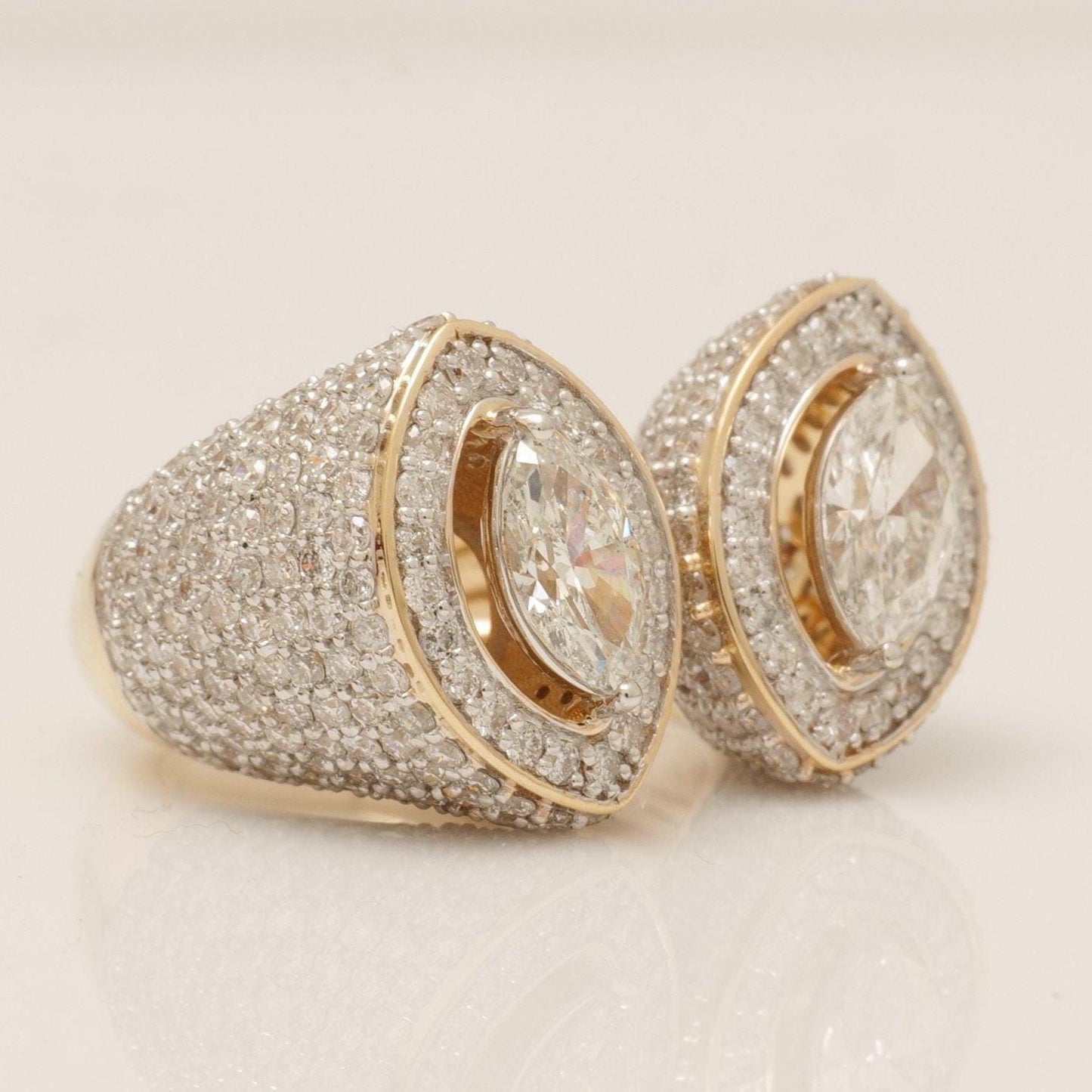 Marquise Halo Natural Diamond Band Ring