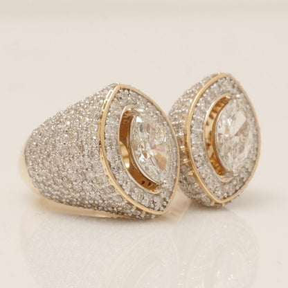 Marquise Halo Natural Diamond Band Ring