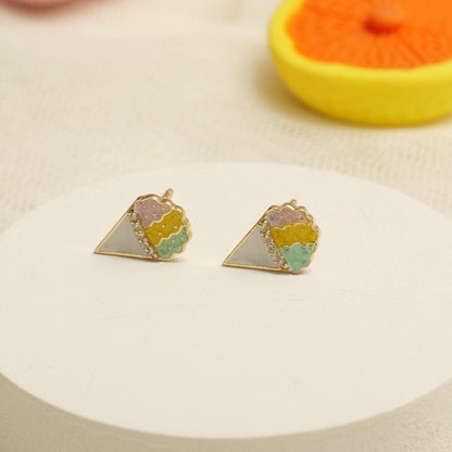 Kids Cone Ice Cream Diamond Stud Earrings