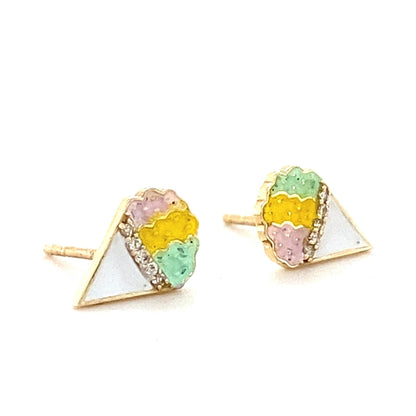 Kids Cone Ice Cream Diamond Stud Earrings