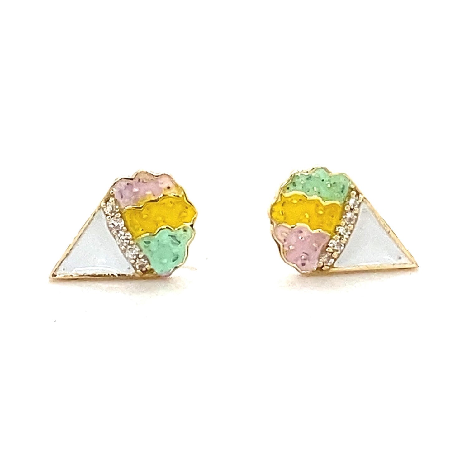 Kids Cone Ice Cream Diamond Stud Earrings
