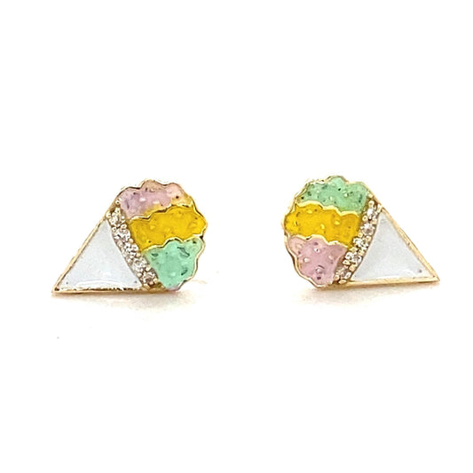 Kids Cone Ice Cream Diamond Stud Earrings
