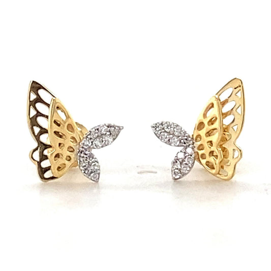 Kids Winged Butterfly Natural Diamond Stud Earrings