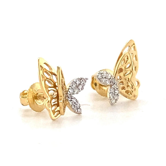 Kids Winged Butterfly Natural Diamond Stud Earrings