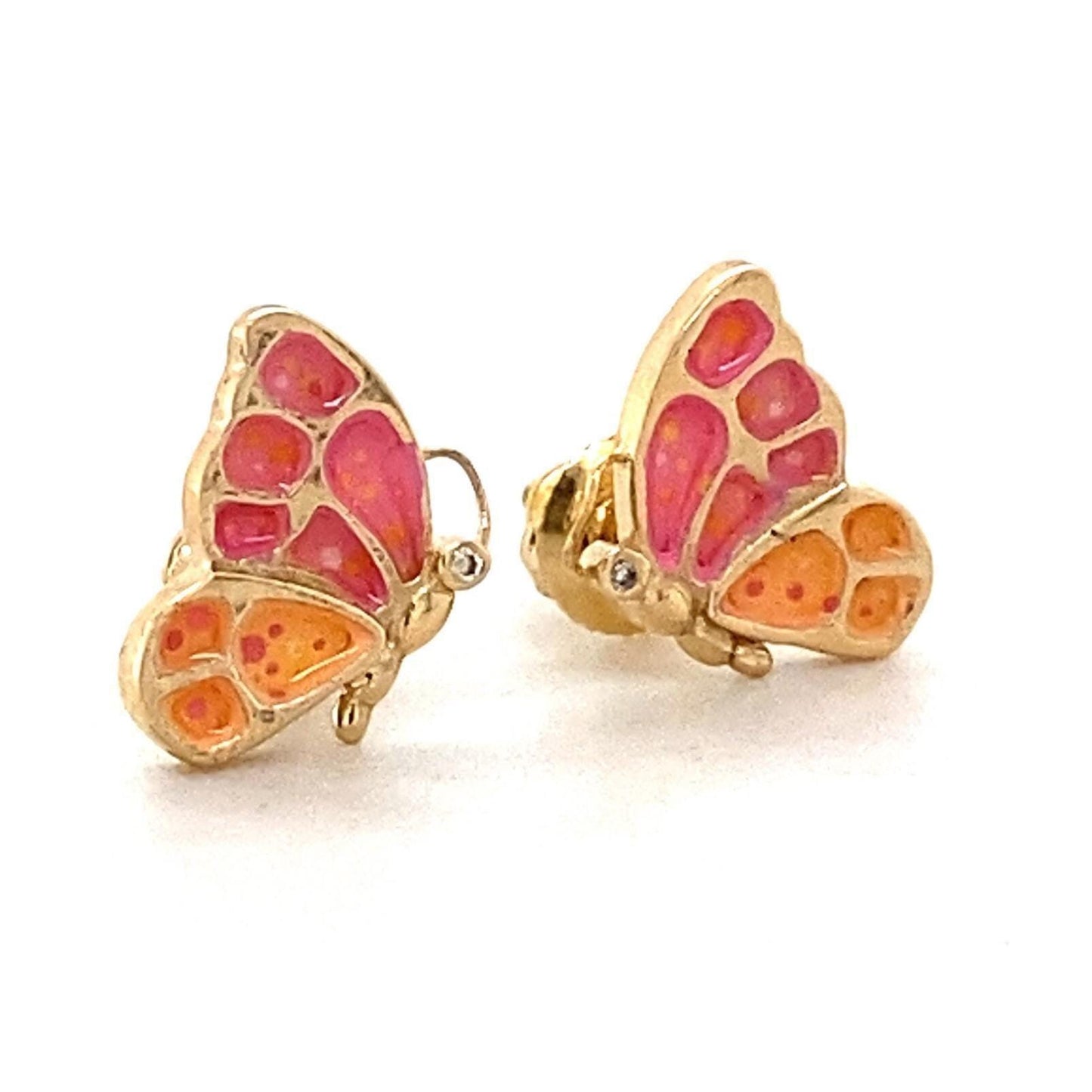 Kids Enameled Butterfly Diamond Stud Earrings
