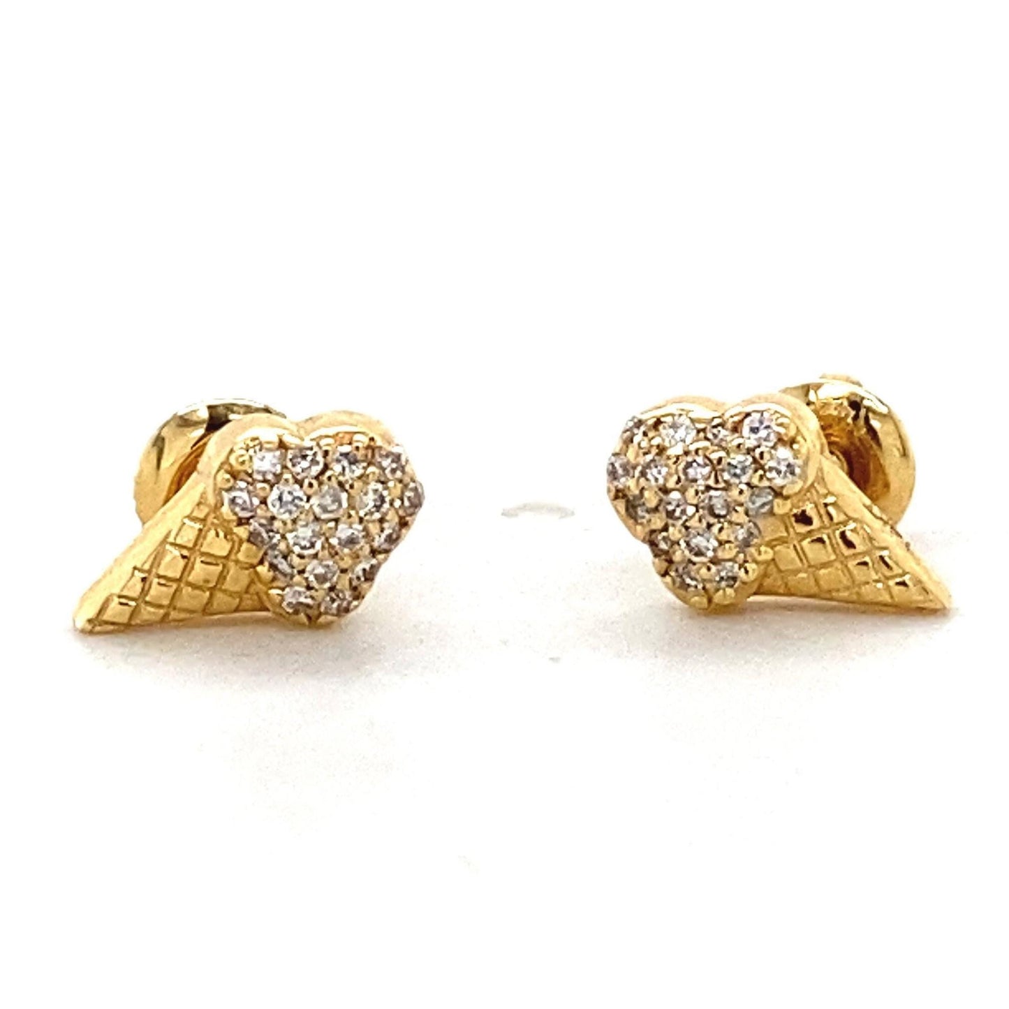 Kids Ice Cream Cone Diamond Stud Earrings