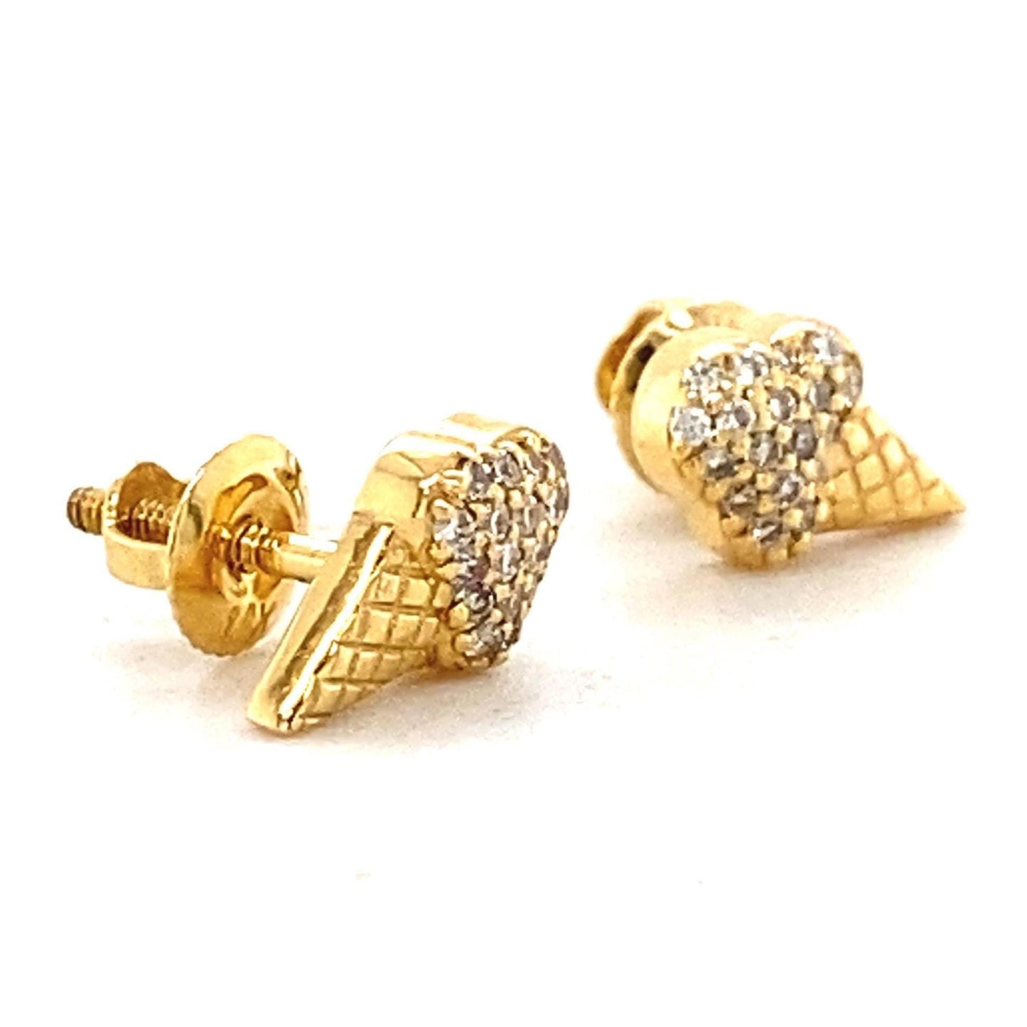 Kids Ice Cream Cone Diamond Stud Earrings