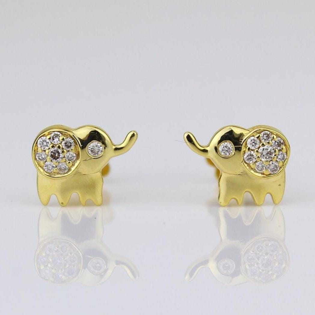 Kids Elephant Natural Diamond Stud Earrings