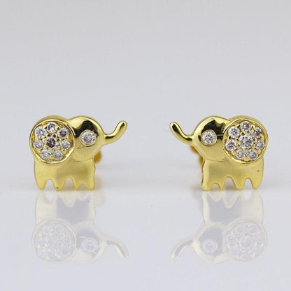 Kids Elephant Natural Diamond Stud Earrings