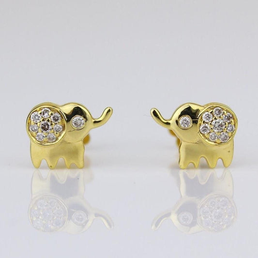 Kids Elephant Natural Diamond Stud Earrings