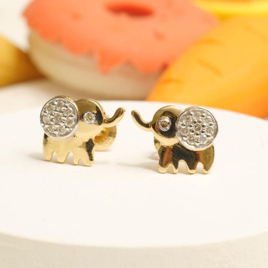 Kids Elephant Natural Diamond Stud Earrings
