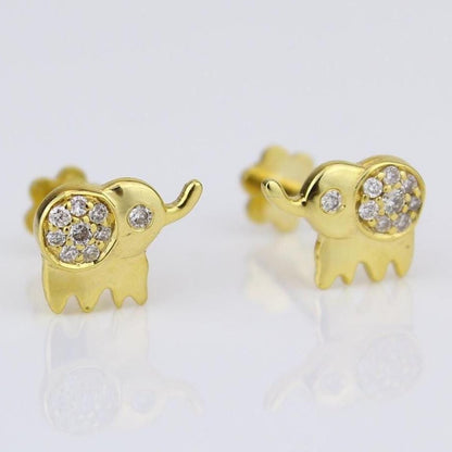 Kids Elephant Natural Diamond Stud Earrings