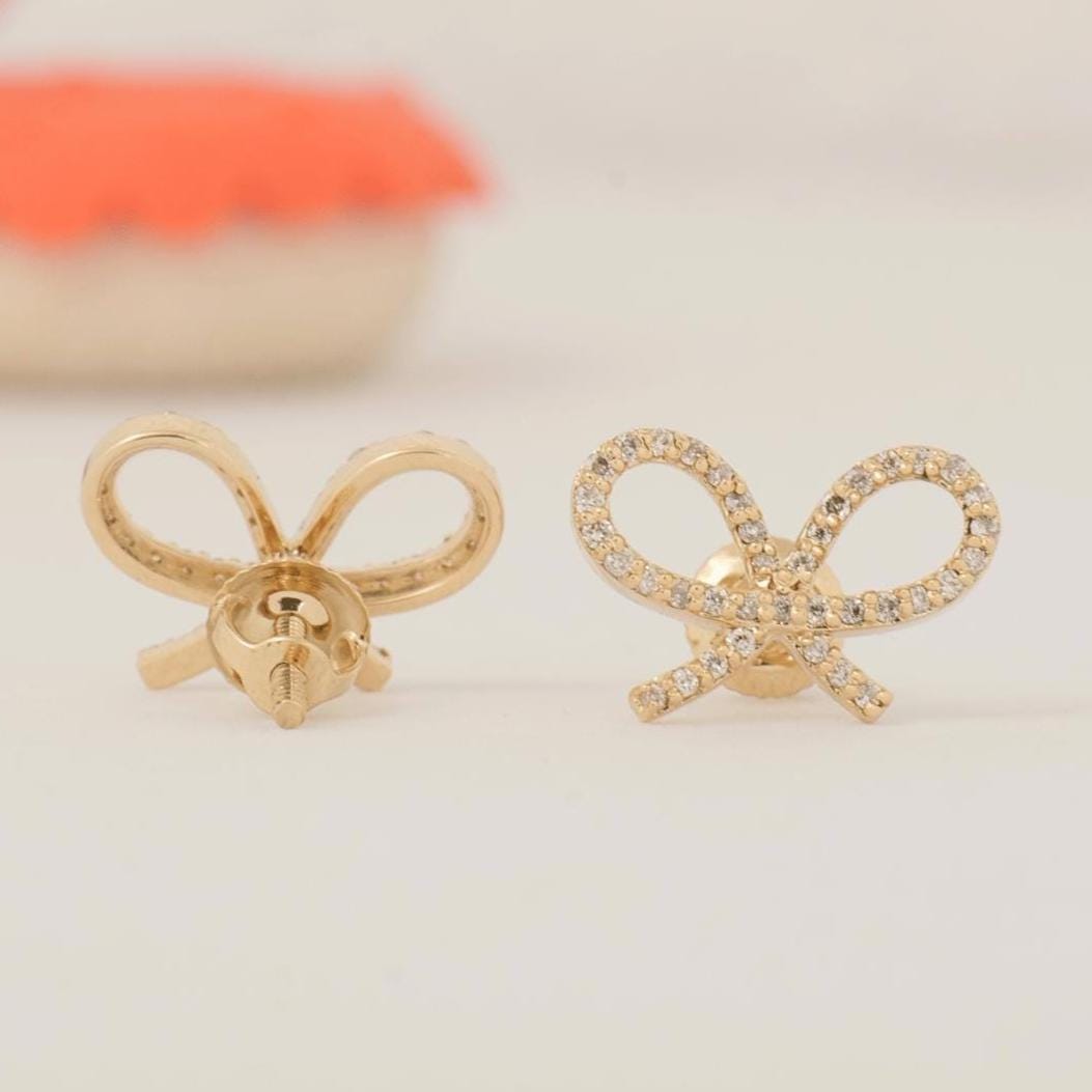 Kids Bow Diamond Earrings