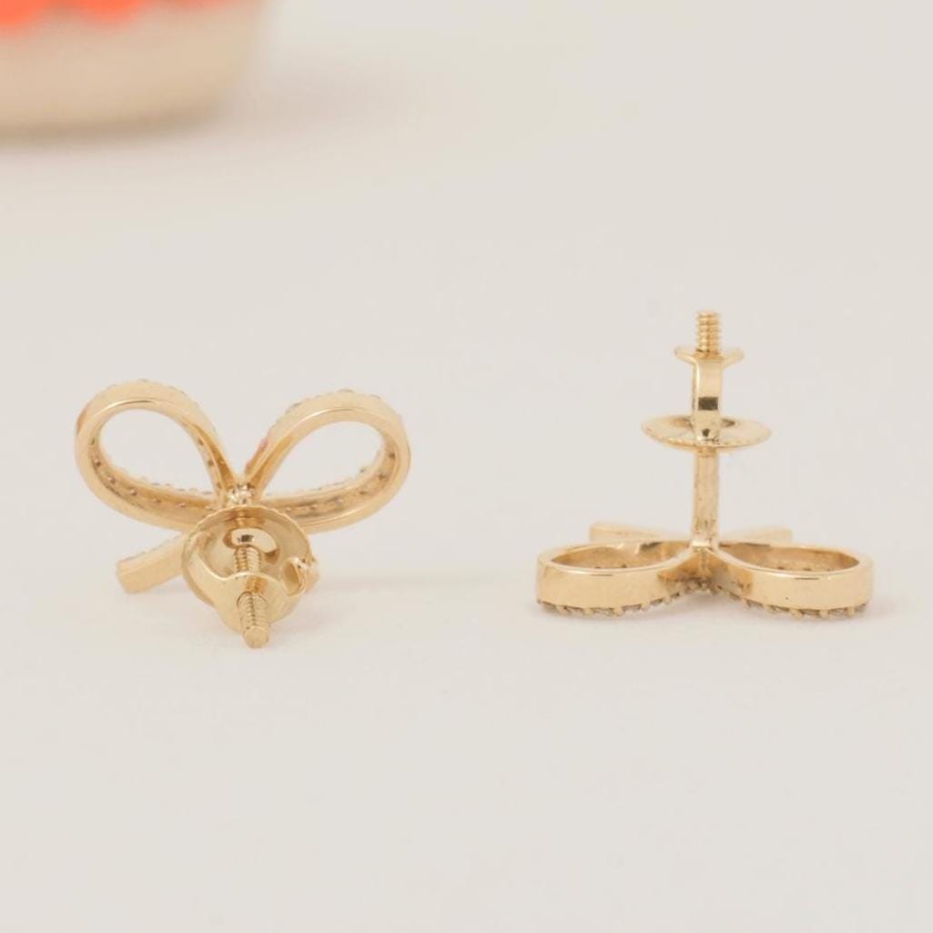 Kids Bow Diamond Earrings