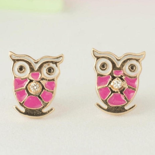 Owl Diamond Kids Stud Earrings