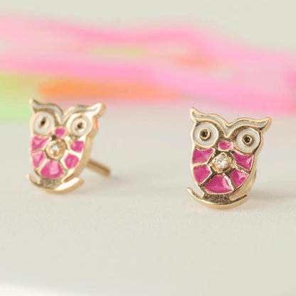 Owl Diamond Kids Stud Earrings