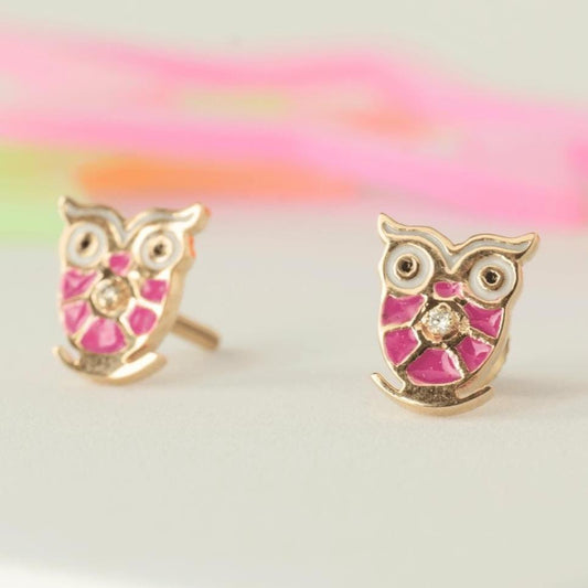 Owl Diamond Kids Stud Earrings