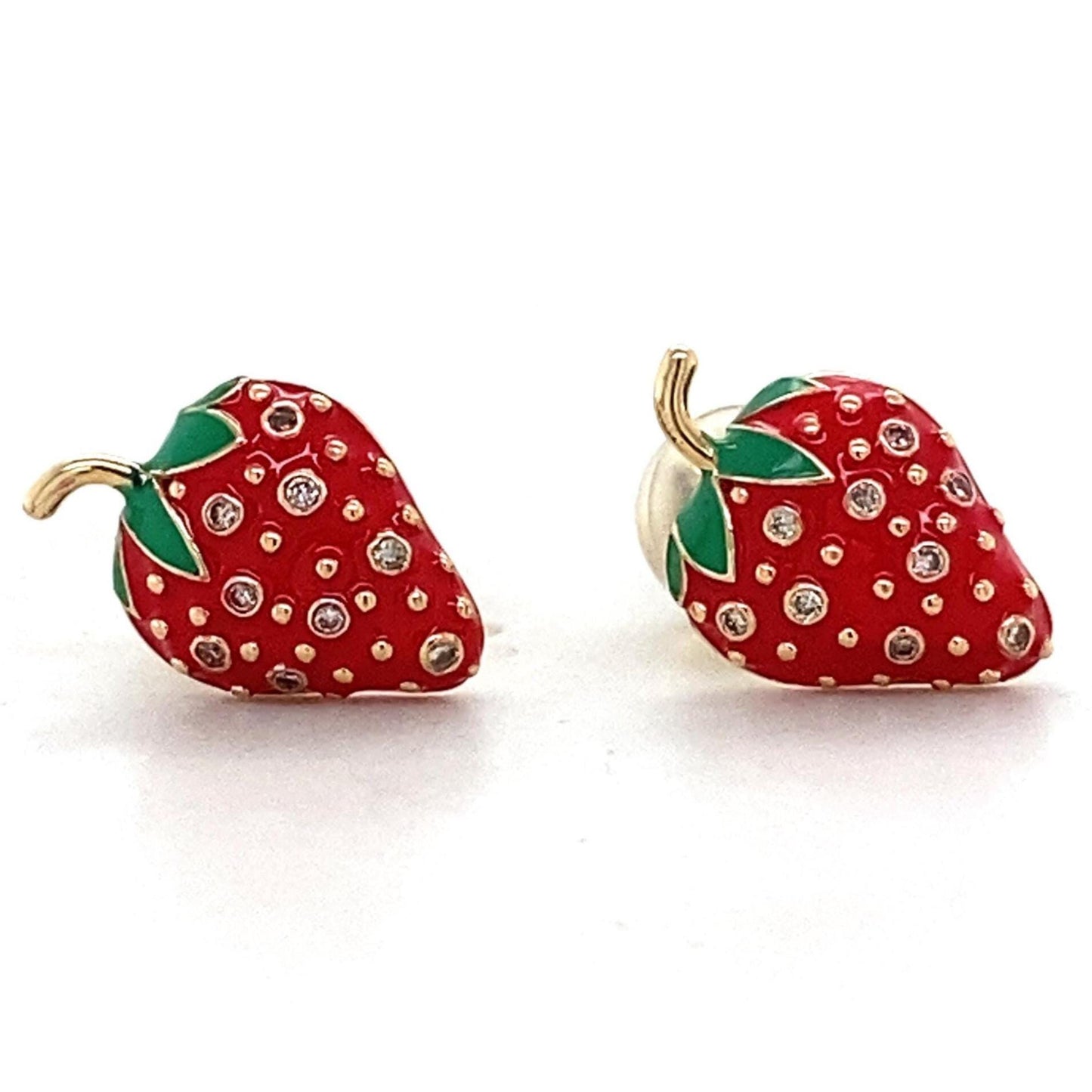 Kids Strawberry Diamond Stud Earrings