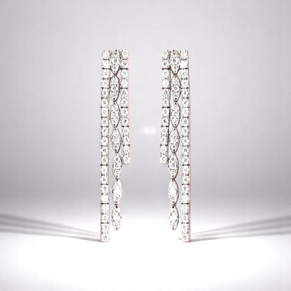Waterfall Diamond Earrings In 14kt Solid Gold