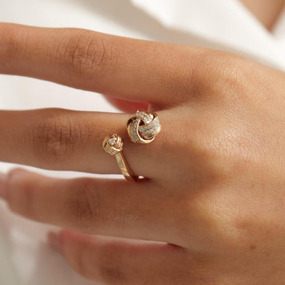 Love Knots Natural Diamond Open Cuff Ring