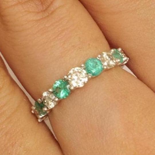 Emerald Half Eternity Diamond Band Ring