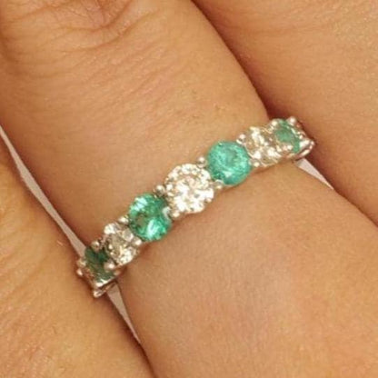 Emerald Half Eternity Diamond Band Ring
