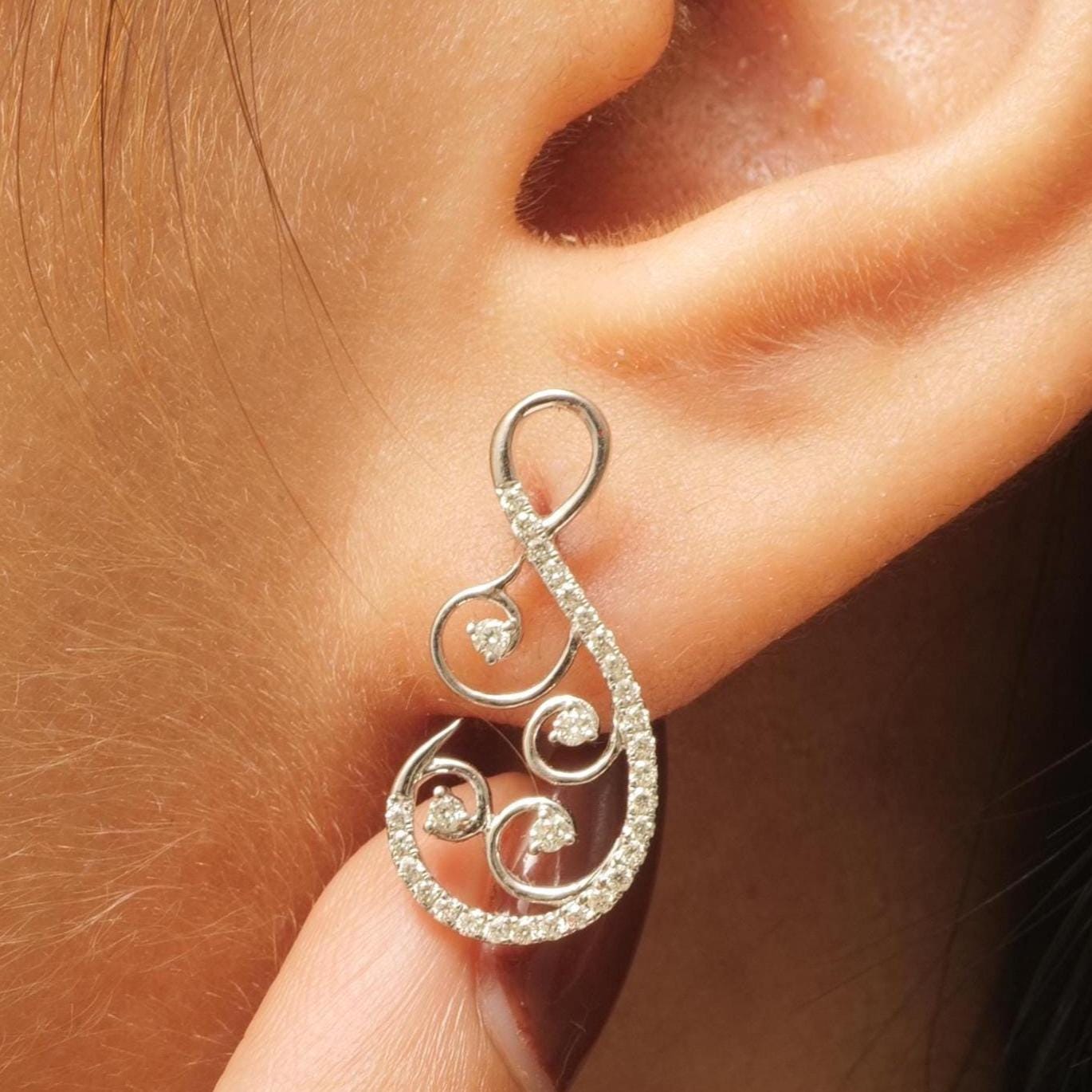 Swirl Natural Diamond Stud Earrings