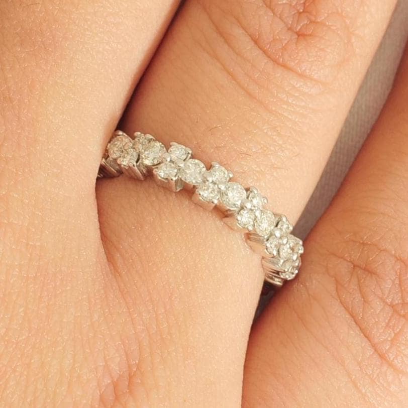 Cluster Natural Diamond Eternity Stackable Band Ring