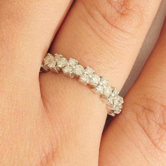 Cluster Natural Diamond Eternity Stackable Band Ring