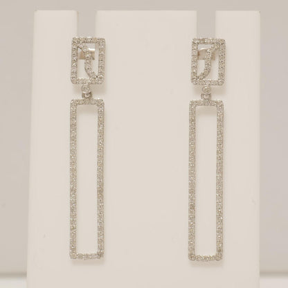 Rectangle Dangle Diamond Earrings
