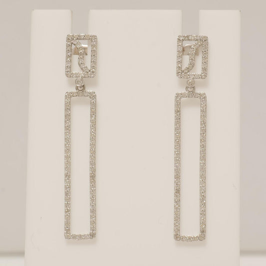 Rectangle Dangle Diamond Earrings
