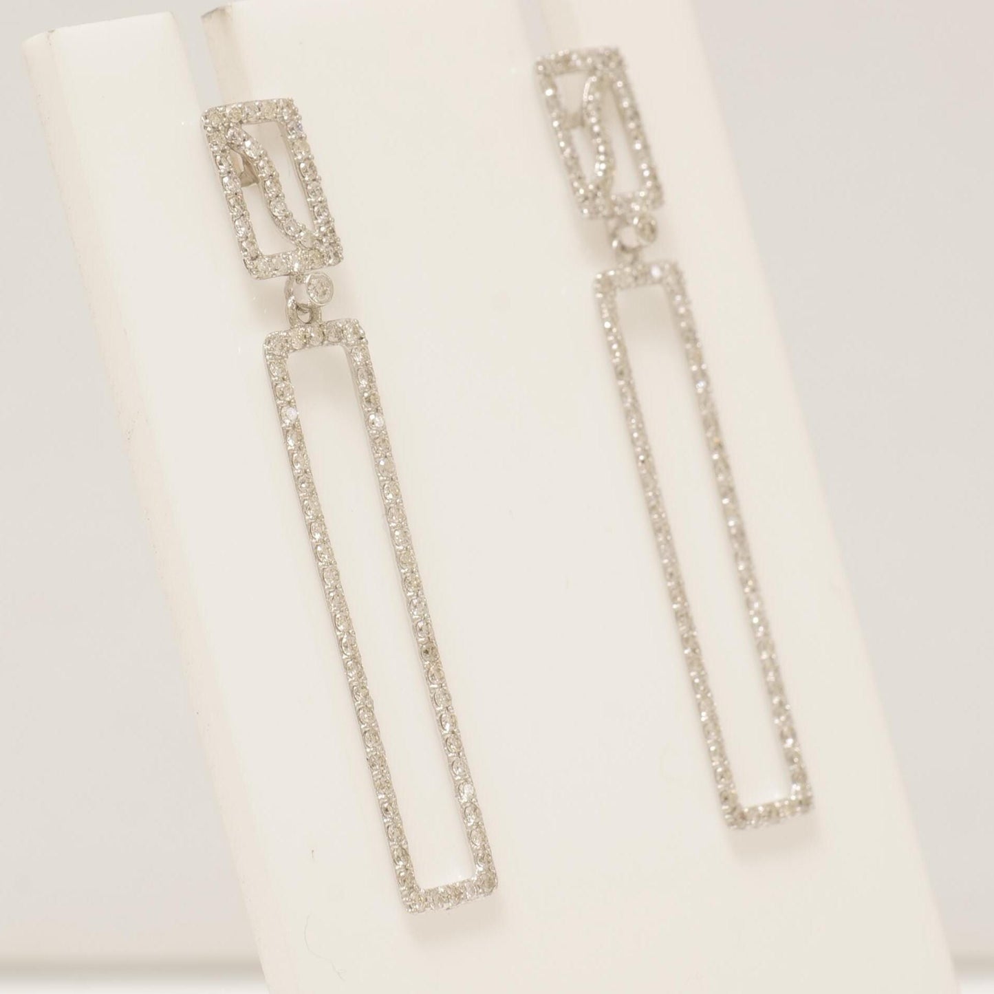 Rectangle Dangle Diamond Earrings