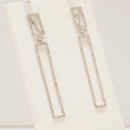 Rectangle Dangle Diamond Earrings