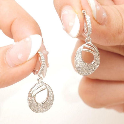 Oval Drop Diamond Dangle Earrings