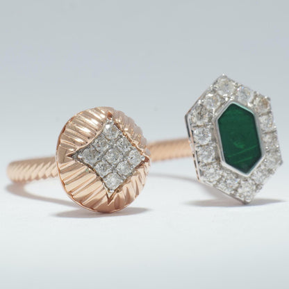 Hexagonal Open Cuff Diamond Ring