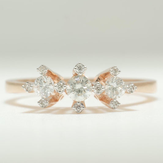 Three Stone Natural Diamond Wedding Ring