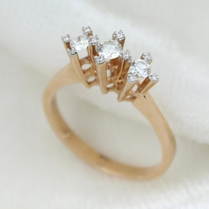 Three Stone Natural Diamond Wedding Ring