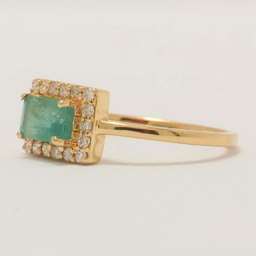 Halo Natural Emerald Diamond Bridal Ring