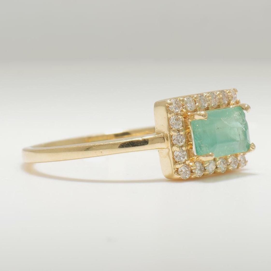 Halo Natural Emerald Diamond Bridal Ring