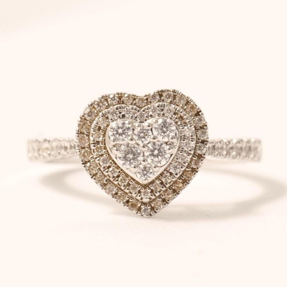 Heart Natural Diamond Cluster Proposal Ring