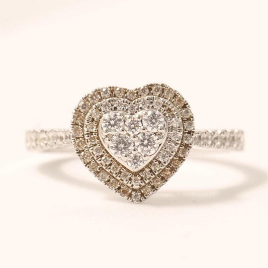 Heart Natural Diamond Cluster Proposal Ring