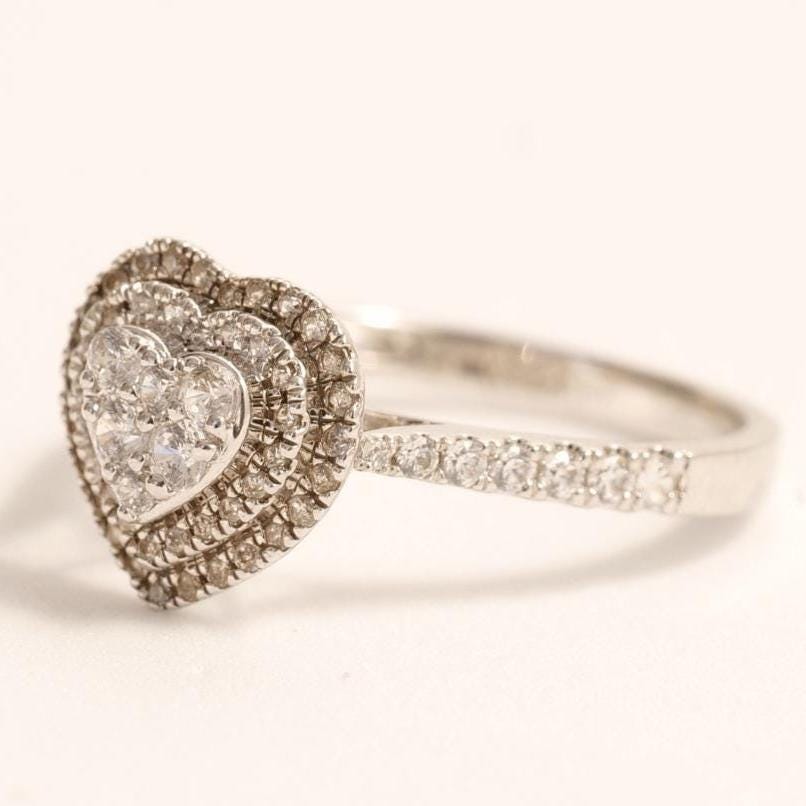 Heart Natural Diamond Cluster Proposal Ring