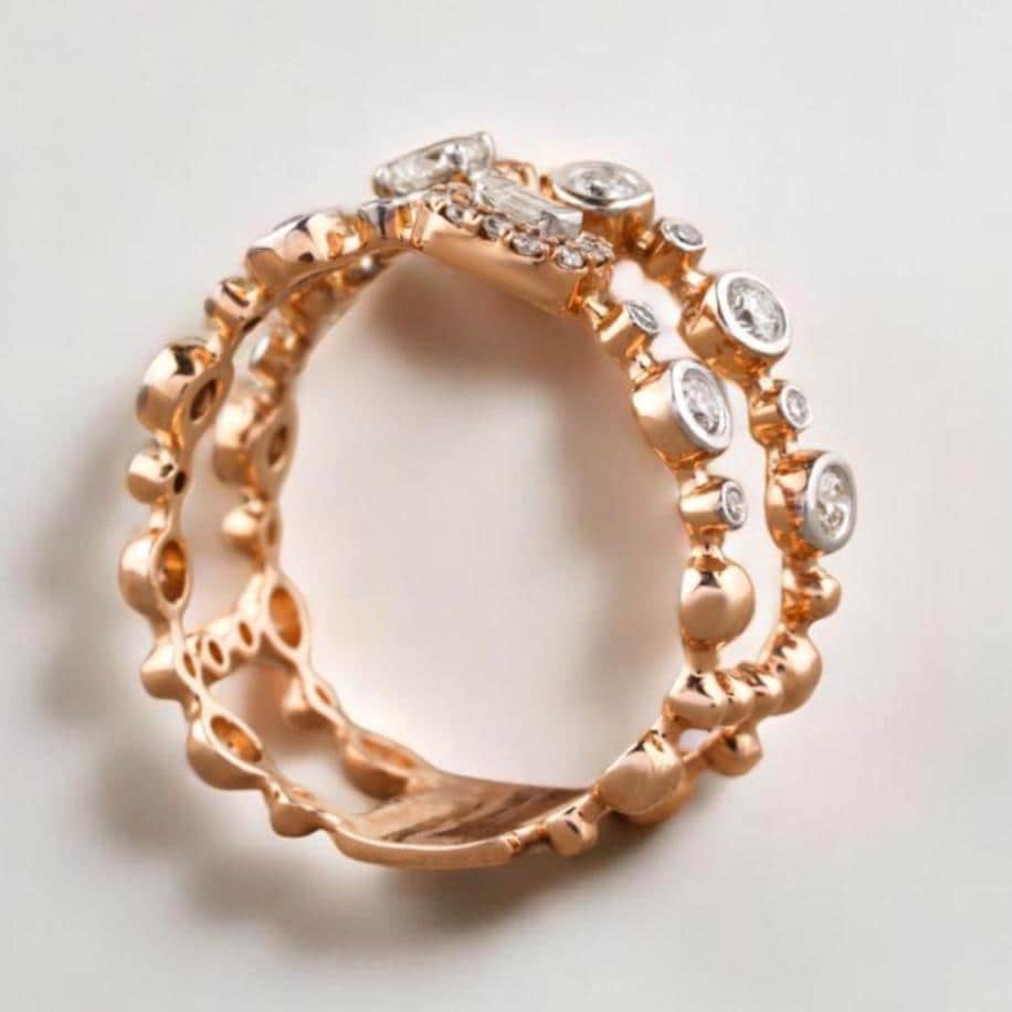 Round & Baguette Halo Natural Diamonds Ring