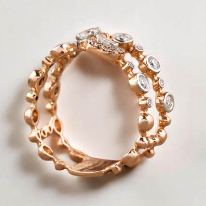 Round & Baguette Halo Natural Diamonds Ring