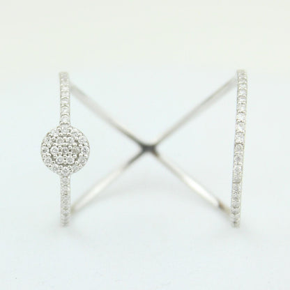 Double Band Circle Diamond Ring